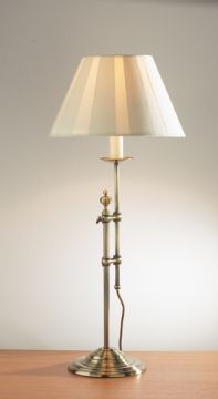 Traditional Table Lamp in Antique Brass with Cream Shade - DISCONTINUED Large View