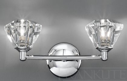 Polished Chrome and Crystal Glass Double Wall Light  ID Large View