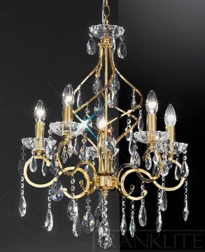 Spiral Design 5 Arm Chandelier in a Gold Finish ID Large View