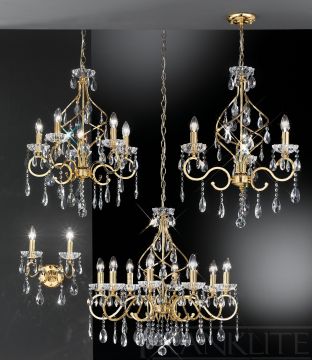 Spiral Design 5 Arm Chandelier in a Gold Finish ID Large View