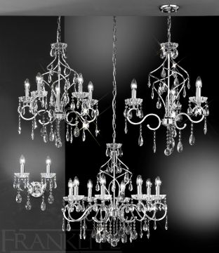 Polished Chrome and Crystal Spiral Design 5 Arm Chandelier ID Large View