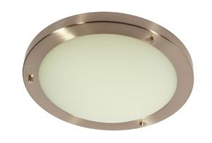 IP44 rated satin silver flush ceiling light W 30cm ID Large View