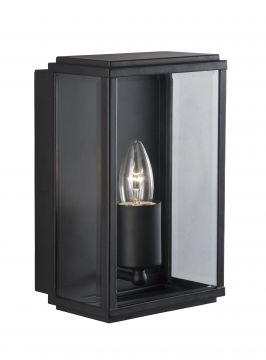 Rectangular Lantern Style Outdoor Wall Light in Black ID Large View