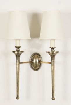 Double arm wall light in solid brass with shades - colour options ID Large View