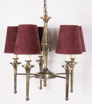 Solid brass five arm ceiling light with shades - Colour options ID Large View