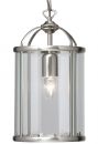 Small Clear Glass Hanging Lantern in Satin Silver ID
