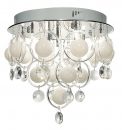 Stylish White Glass Bauble and Crystal Flush Ceiling Light ID