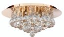 Small round flush crystal ceiling light in gold finish ID