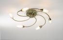 Antique brass 6 arm flush ceiling light with clear and frost glass - DISCONTINUED