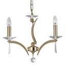 A cast brass gold plate 3 arm chandelier with crystal ID