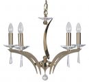 A cast brass gold plate 5 arm chandelier with crystal ID