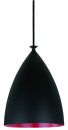 A Small Black Pendant Light with Red Interior ID