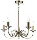 A Five-Arm Ceiling Chandelier in Antique Brass ID