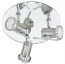 A Modern Silver and Mirrored Glass Triple Spotlight IP44 - DISCONTINUED
