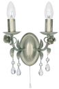 Decorative Double Arm Cream Gold Wall Light with Crystal ID