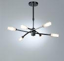 Black Chrome 6 Arm Ceiling Pendant with Glass Shades - DISCONTINUED