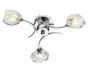 Polished Chrome 3 Arm Flush Ceiling Light with Sculptured Glass ID
