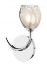 Polished Chrome Single Wall Light with a Sculptured Glass Shade ID