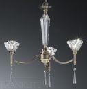3 Arm Chandelier with Crystal Glass Shades - Colour Options ID