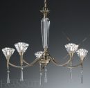 5 Arm Chandelier with Crystal Glass Shades - Colour Options ID