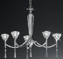 5 Arm Chandelier with Crystal Glass Shades - Colour Options ID 1