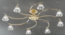 Polished Brass and Crystal Glass 8 Arm Flush Ceiling Light ID