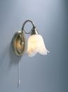 A Single Wall Light in Antique Brass with Frosted Glass Shades ID