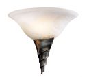 A Steel Finish Wall Light with Frosted Glass Uplighter Shade ID