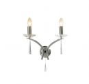 A Polished Chrome Wall Light with Crystal Sconces and Drops ID