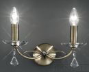 Antique Brass and Crystal Double Arm Wall Light ID