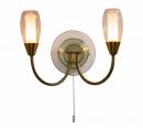 A Double Arm Wall Light In Antique Brass with Pull Cord - DISCONTINUED