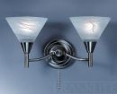 Satin Nickel Double Wall Light with Alabaster Effect Glass Shades ID