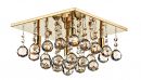 Gold Coloured Square Flush Crystal Ceiling Light ID