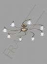 Antique Brass and Crystal Glass 8 Arm Flush Ceiling Light ID