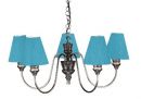 Five Arm Pewter Chandelier with Silk Shades- Colour Options ID