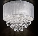 Silver Shade and Crystal Glass Drops Small  Flush Ceiling Light ID