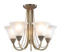 Antique Brass 5 Arm Ceiling Light with Opaque Glass ID