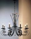Italian 8 Arm Wrought Iron Black and Gold Ceiling Light ID