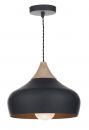 Single Pendant in Black with Wooden Decoration ID