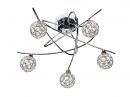Polished Chrome 5 Arm Flush Ceiling Light with Crystal Glass - DISCONTINUED