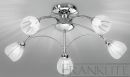 Polished Chrome and Frosted Glass 5 Arm Flush Ceiling Light ID