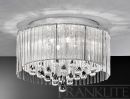 A 6 Light Flush Ceiling Fitting with Clear Glass Droplets ID