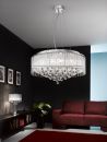 An 8 Light Suspended Pendant with Clear Glass Droplets ID
