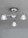 Satin Nickel and Crystal Glass 3 Arm Flush Ceiling Light ID