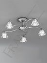 Satin Nickel and Crystal Glass 5 Arm Flush Ceiling Light ID 