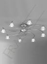 Satin Nickel and Crystal Glass 8 Arm Flush Ceiling Light ID