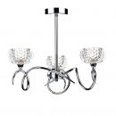 Polished Chrome 3 Arm Semi-Flush Ceiling Light with glass shades DISCONTINUED