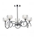 Polished Chrome 5 Arm Semi-Flush Ceiling Light with Glass Shades DISCONTINUED