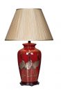 Large Red Ceramic Table Lamp featuring Birds ID