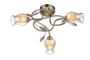 Three Light Floral Flush Light in Antique Brass - DISCONTINUED